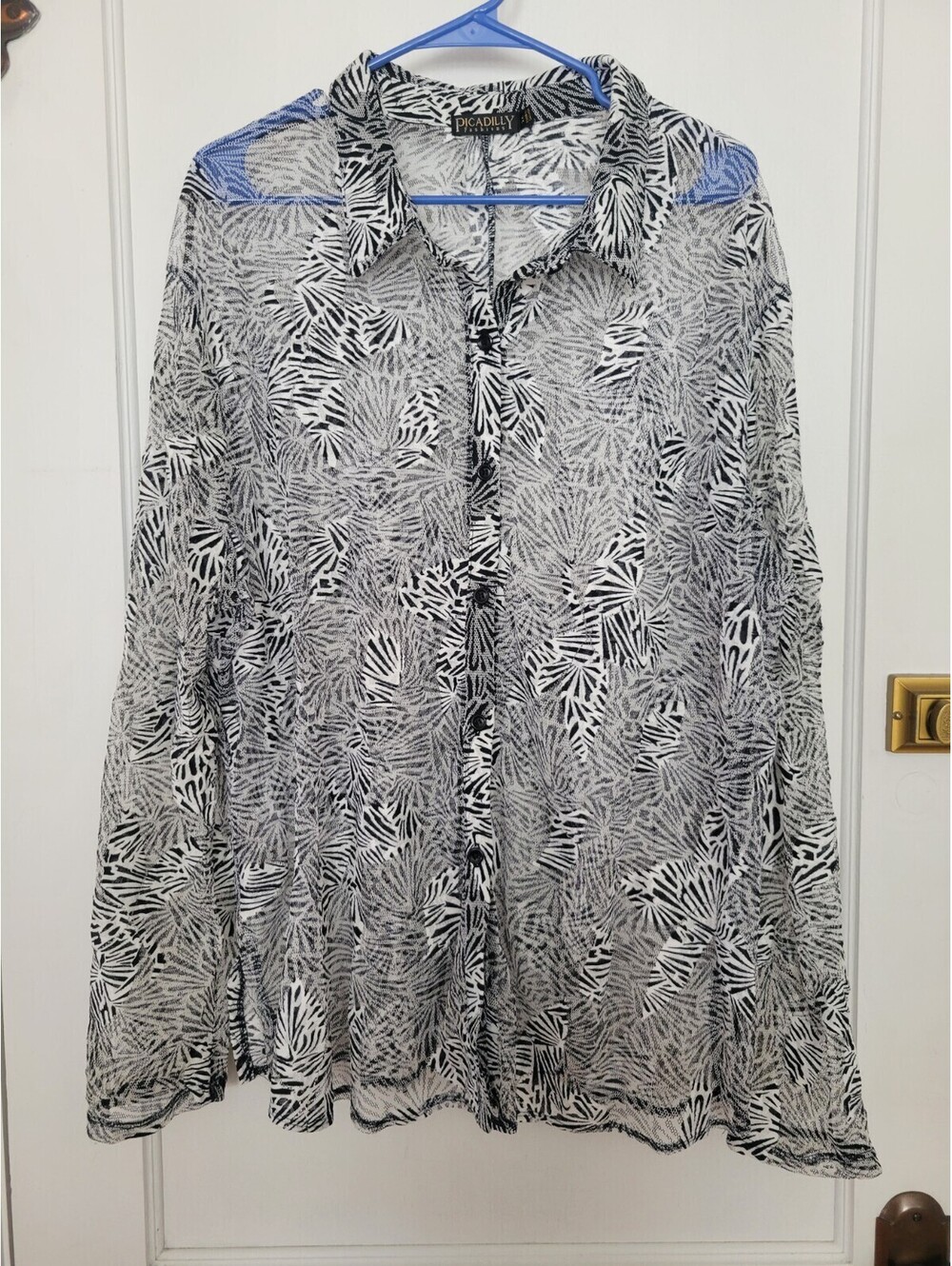 PICADILLY FASHIONS ANIMAL PRINT Zebra Sheer Mesh Blouse 2X Plus